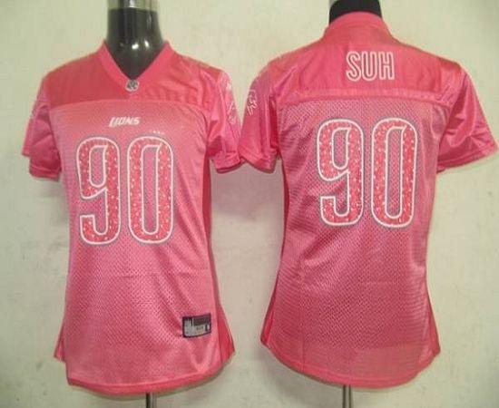 Lions #90 Ndamukong Suh Red Women's Sweetheart Stitched NFL Jersey